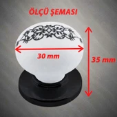 Hanımeli Kulp Beyaz Polimer Düğme Kulp Siyah Tablalı Mobilya Mutfak Dolabı Çekmece Kulbu Kulpları thumbnail 2
