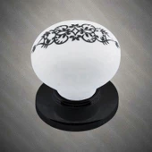 Hanımeli Kulp Beyaz Polimer Düğme Kulp Siyah Tablalı Mobilya Mutfak Dolabı Çekmece Kulbu Kulpları thumbnail 4