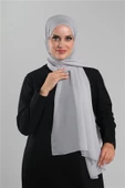Gri Düz Klasik Şal Şifon Dikişli 202112_15 - 1