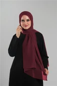 Bordo Düz Klasik Şal Şifon Dikişli 202112_16 - 1