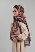 Siyah Desenli Şal Kesik Elyaf Dijital Baskılı Pamuksu Etnik 202114_01 thumbnail 2