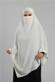 Ekru Pratik Hazır Geçmeli Tesettür Eşarp Krep Bağcıklı Çift Katlı Sufle Hijab 2314_27 thumbnail 1