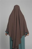 Kahve Pratik Hazır Geçmeli Tesettür Eşarp Krep Bağcıklı Sufle Hijab 2313_14 thumbnail 3