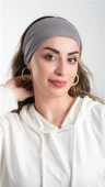 Gri Bandana Saç Bandı Viskon Düz 3012_15 - 1