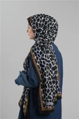 Beyaz Desenli Şal Kesik Elyaf Dijital Baskılı Pamuksu Leopar 202116_42 thumbnail 3