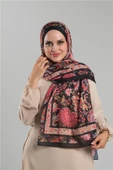 Siyah Desenli Şal Kesik Elyaf Dijital Baskılı Pamuksu Etnik 202114_01 thumbnail 1