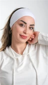 Beyaz Bandana Saç Bandı Viskon Düz 3012_42 - 1