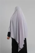 Gri Pratik Hazır Geçmeli Tesettür Eşarp Krep Bağcıklı Sufle Hijab 2313_15 thumbnail 4