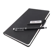 İsme Özel Mıknatıslı Defter Padli Roller Kalem Seti Siyah - 1