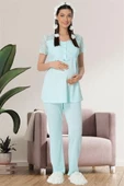 Mecit 5422 Turkuaz Dantel Detaylı Hamile Lohusa Pijama Tk - 3