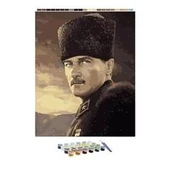 SAYILARLA BOYAMA ATATÜRK 40X50 CM TUVAL+Boyalar+Fırça - 1