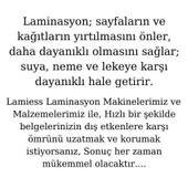 Lamiess  A-3 125 Mıc.Mat Polyester Laminasyon Filmi 100'Lü - 3