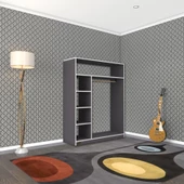 Kenzlife giysi dolabı necmettin 150*120*40 gri gardırop thumbnail 3