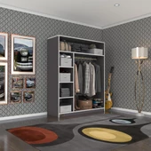 Kenzlife giysi dolabı necmettin 150*120*40 gri gardırop thumbnail 1