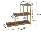 Asudehome Saksı Standı Bahçe 3 Katlı Saksılık Çiçek Rafı Ahşap Saksılık Çiçeklik No1 - 5