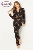 DoReMi Leoparlı Doğal Viskon Soft Yumuşak Düğmeli Pijama Takımı - 9