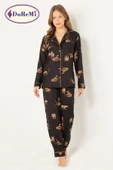 DoReMi Leoparlı Doğal Viskon Soft Yumuşak Düğmeli Pijama Takımı - 11