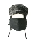 Shark Anatolia Çıkarılabilir Maskeli Pilot Kürklü Şapka Taşlanmış Siyah - 2