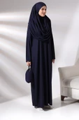 Tek Parça Namaz Elbisesi - Seccade - Tesbih - İbadet Seti - Lacivert - 2