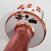 Karaoke Mikrofon Bluetooth Hoparlör Usb Sd Kart ve Aux Girişli - Rose Gold - 7