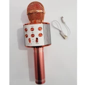 Karaoke Mikrofon Bluetooth Hoparlör Usb Sd Kart ve Aux Girişli - Rose Gold - 3