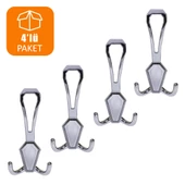 Villa Portmanto Vestiyer Duvar Askısı Dolap Elbise Askılığı Krom (4 Adet) - 1