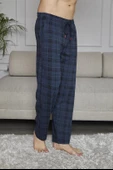KLY 152 Battal Tek Alt Likralı Ekoseli Çok Rahat Pijama Alt - 3