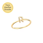 14 Ayar Altın R Harfli Yüzük thumbnail 1