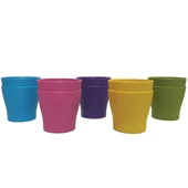 Poliwork 10 lu Gardenya 5,5 cm Plastik Renkli Kaktüs Saksısı - 1