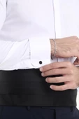Brianze Beyaz Ata Yaka Damatlık Slim Fit Gömlek ( Kol Düğmesi Hediye ) - 2