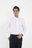 Brianze Beyaz Ata Yaka Damatlık Slim Fit Gömlek ( Kol Düğmesi Hediye ) - 3