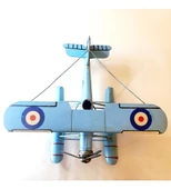 Dekoratif Metal Uçak Çift Kanatlı Büyük thumbnail 1