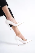 Beyaz Yüksek İnce Topuklu Stiletto Ayakkabı - Lapita - 1