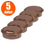 Masa Üstü Kablo Kanalı Deliği Kapağı Kahverengi Masa Kapağı 6 cm (5 ADET) - 1