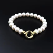 Pigado 925 Ayar Gümüş Özel Tasarım Gerçek Tatlısu İnci Bileklik - 1