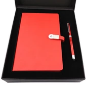 Özel Kutulu 16 gb Usb'li Defter Dokunmatik Roller Kalem Seti - 3