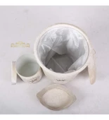 Bonny Home Shems Vizon 3lü Kadife Çeyizlik Dantelli Banyo Kirli Çamaşır Sepeti Seti - 2