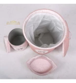 Bonny Home Shems Pudra 3lü Kadife Çeyizlik Dantelli Banyo Kirli Çamaşır Sepeti Seti - 2