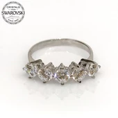 Orijinal Swarovski Beştaş 3 mm Altın Model Gümüş Yüzük thumbnail 3