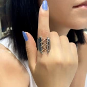 El Üretim Dikiş Özel Tasarım Marjinal Otantik 925 Gümüş Yüzük thumbnail 4