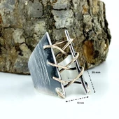 El Üretim Dikiş Özel Tasarım Marjinal Otantik 925 Gümüş Yüzük thumbnail 3