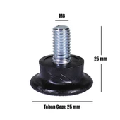 Nobel Bingo Rotil Ayak M8 Civatalı 25 mm Siyah Profil Ayağı 2.5 cm (10 ADET) - 3