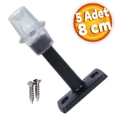 Kapı Stoperi Tamponu Durdurucu Tutucu Mat Siyah 8 cm Metal Kapı Stopu Silikonlu (5 ADET) - 1