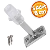 Kapı Stoperi Tamponu Durdurucu Tutucu Krom Metal 8 cm Kapı Stopu Silikonlu (5 ADET) - 1