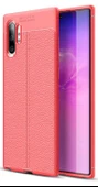 Samsung Galaxy Note 10 Plus Kılıf Deri Görünüm Sert Karbon Kapak - 4