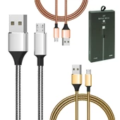 Powermaster 3793 Micro USB Metal Şarj ve Data Kablosu 1mt 2.1A - 1