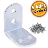 Mobilya Eşya Dolap Deprem Sabitleyici Köşebent Bağlantı Aparatı L Demiri Gönye 30x30x22 Mm (5 ADET) thumbnail 1