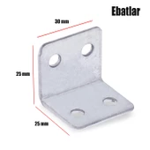 Mobilya Eşya Dolap Deprem Sabitleyici Köşebent Bağlantı Aparatı L Demiri Gönye 25x25x30 Mm (10 ADET) - 2