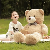 % 100 YERLİ - Papyonlu Sevimli Büyük Peluş Ayıcık, 130 cm - 12