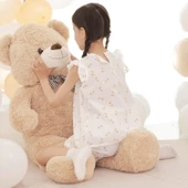 % 100 YERLİ - Papyonlu Sevimli Büyük Peluş Ayıcık, 130 cm - 6
